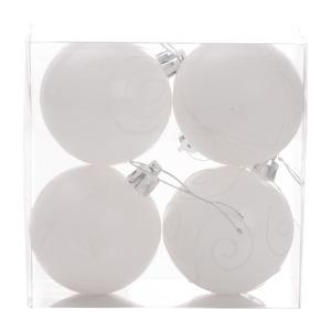 Lot de 4 boules en plastique à suspendre - Diamètre 6 cm - Blanc