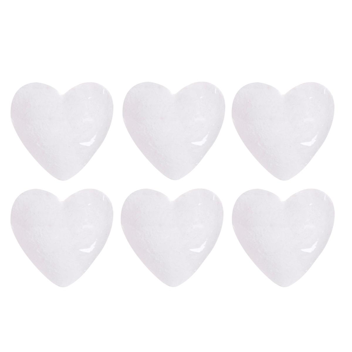 Lot de 6 cœurs à peindre - 8 x 8 cm - Blanc