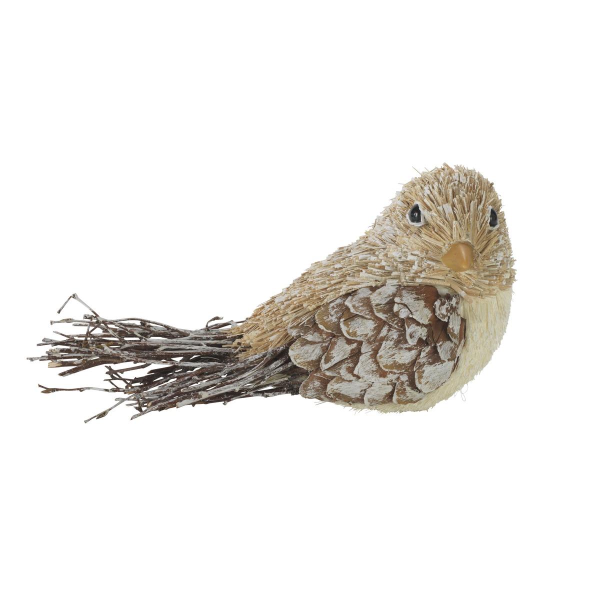 Oiseau déco nature - 13 x 22 cm - Marron