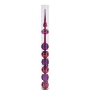 Cimier avec 6 boules - 15 x 40 cm - Violet et rose fuchsia