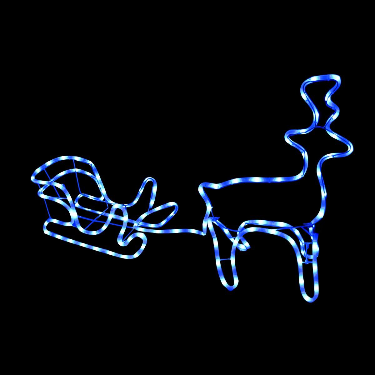 Silhouette électrique néon renne et traineau 230 V - 110 x 35 x 60 cm - Bleu