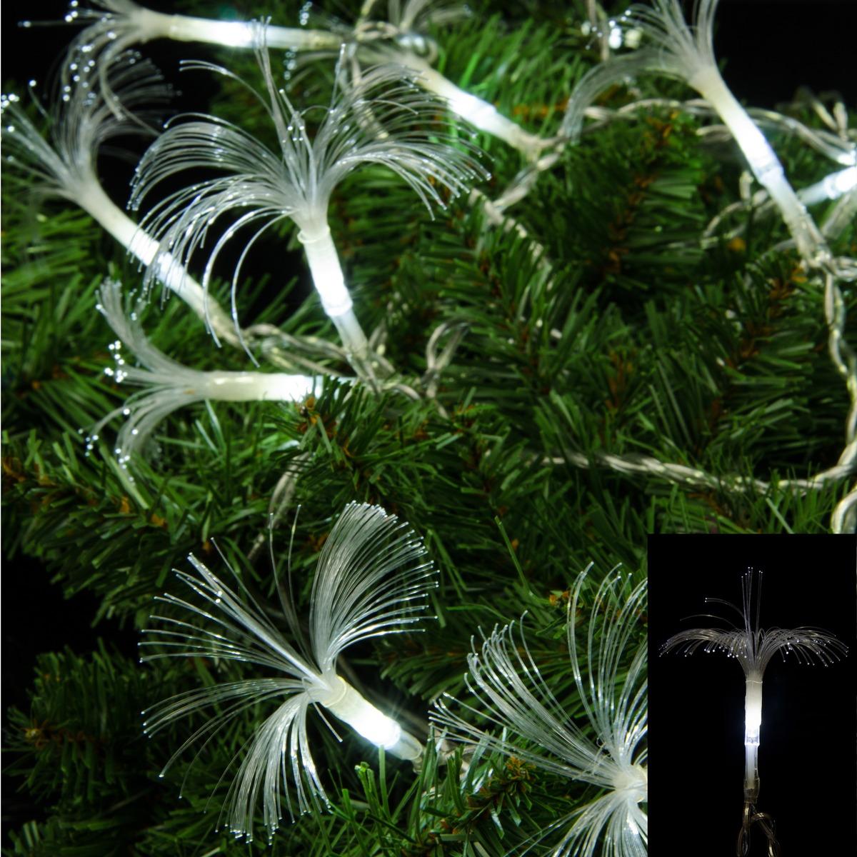 Guirlande électrique fleurs fibres 20 led 230 V - Longueur 4 mètres - Blanc