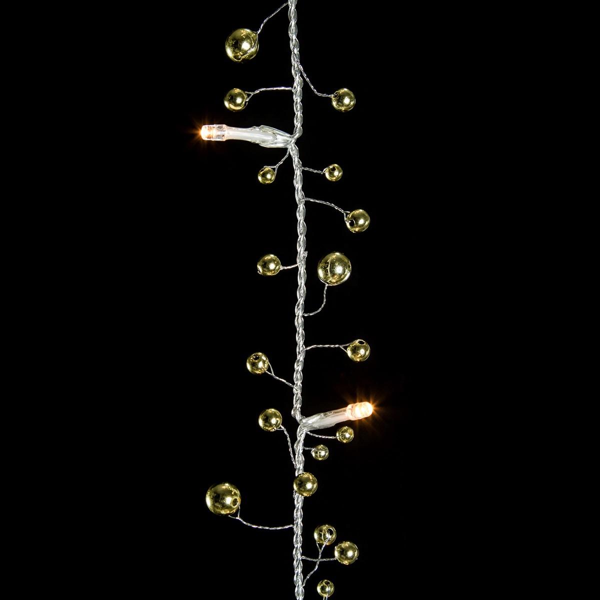 Guirlande électrique 20 led baies - Longueur 1,8 mètre - Blanc chaud et or