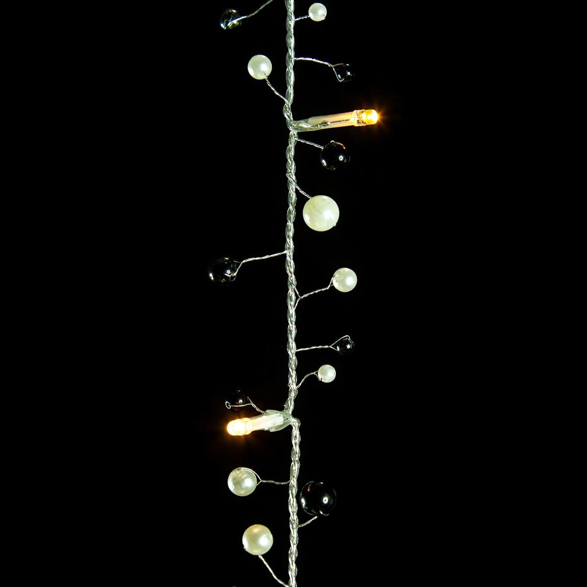 Guirlande électrique 20 led baies - Longueur 1,8 mètre - Blanc chaud et noir