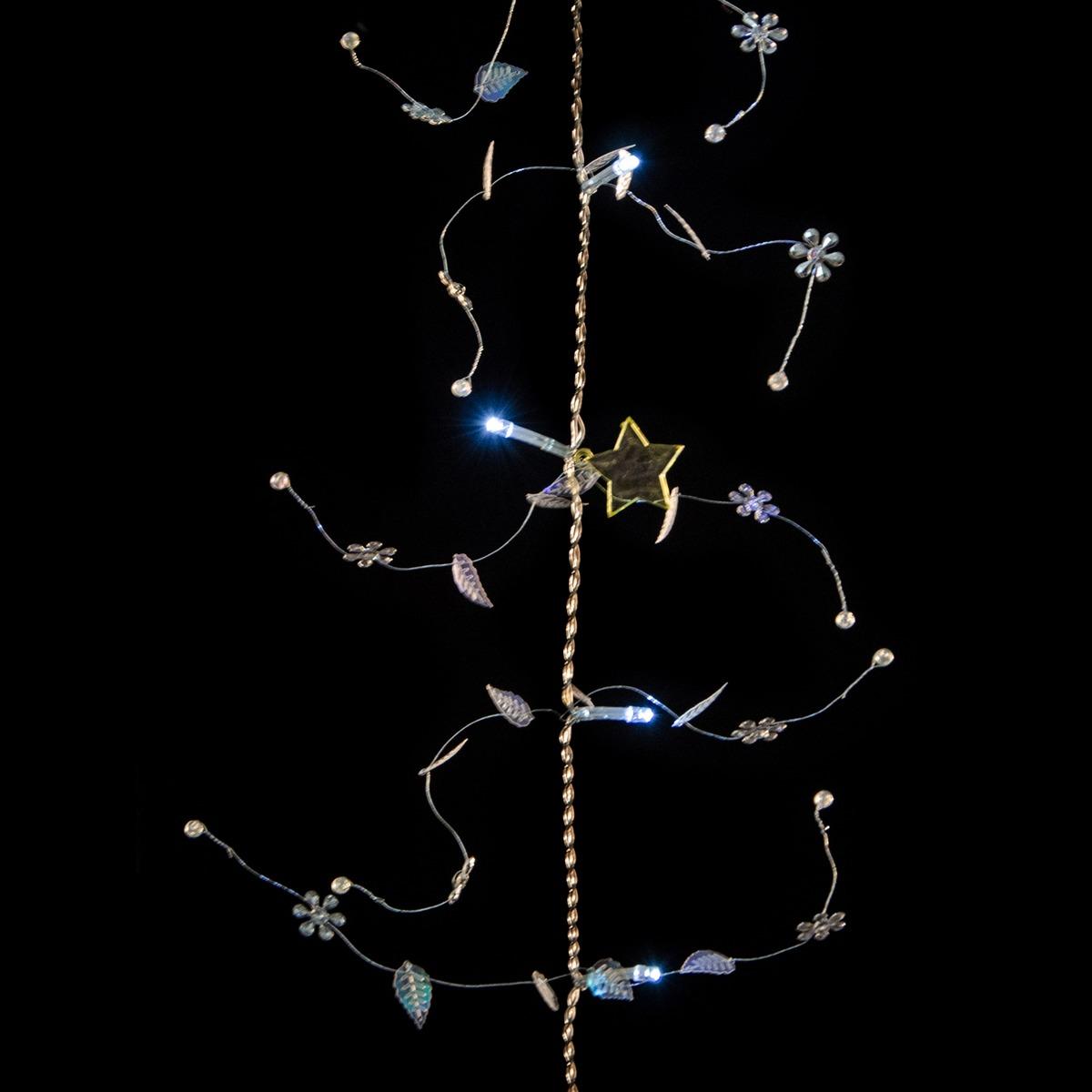 Guirlande électrique 20 led étoiles et feuilles - Longueur 1,8 mètre - Blanc froid