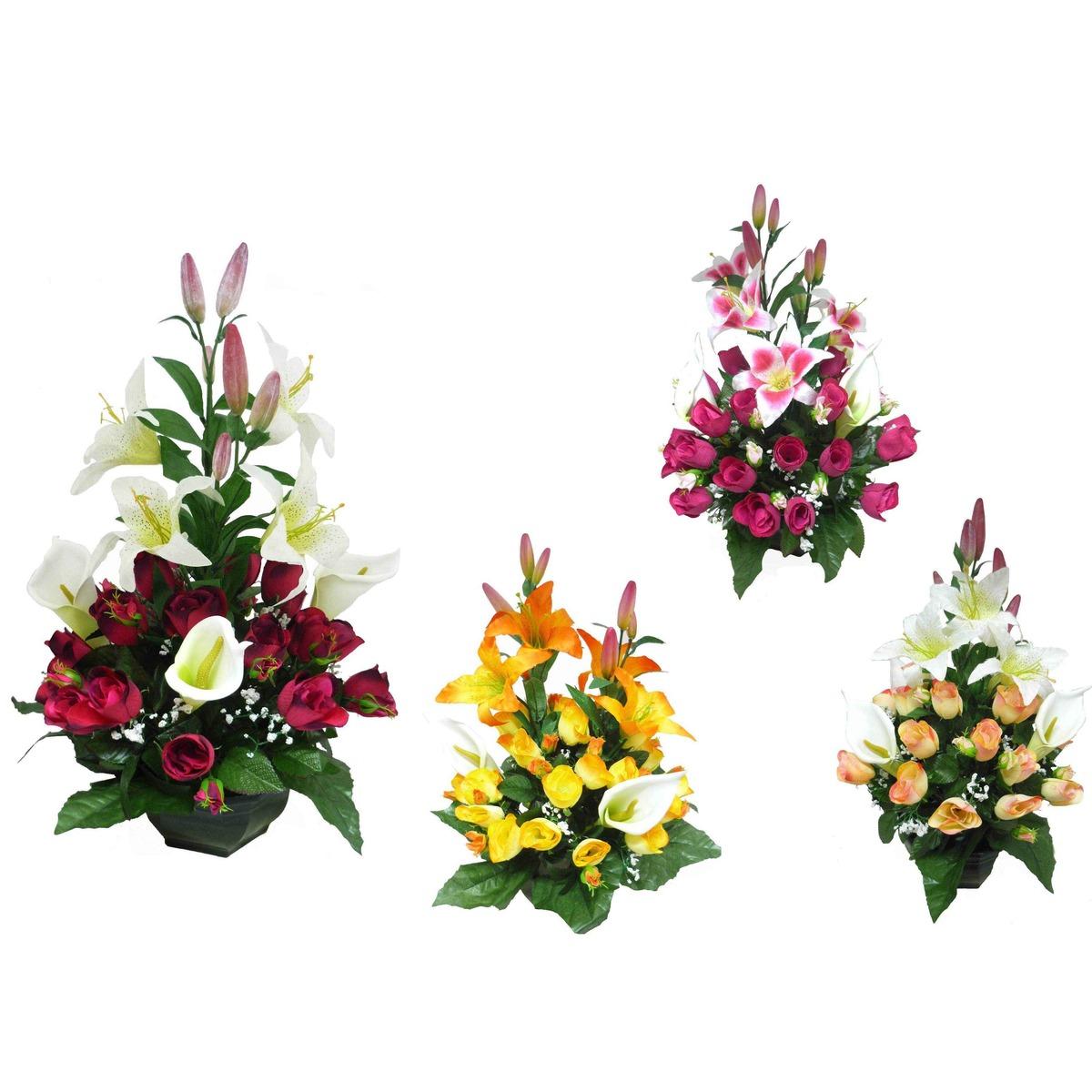 Coupe roses + lys + arums - Hauteur 60 cm- Différents modèles