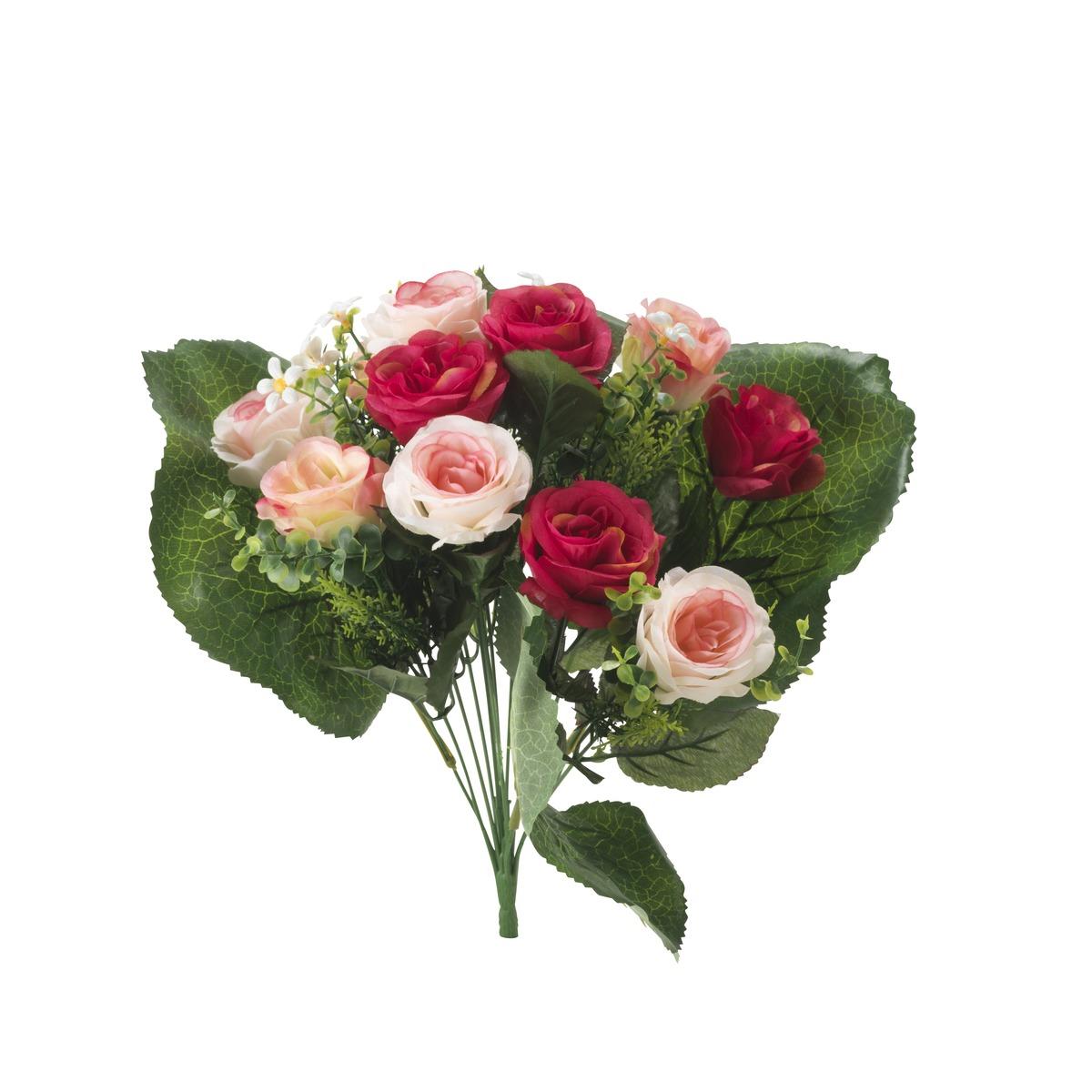 Bouquet piquet de 14 roses artificielles - Hauteur 40 cm - Rose