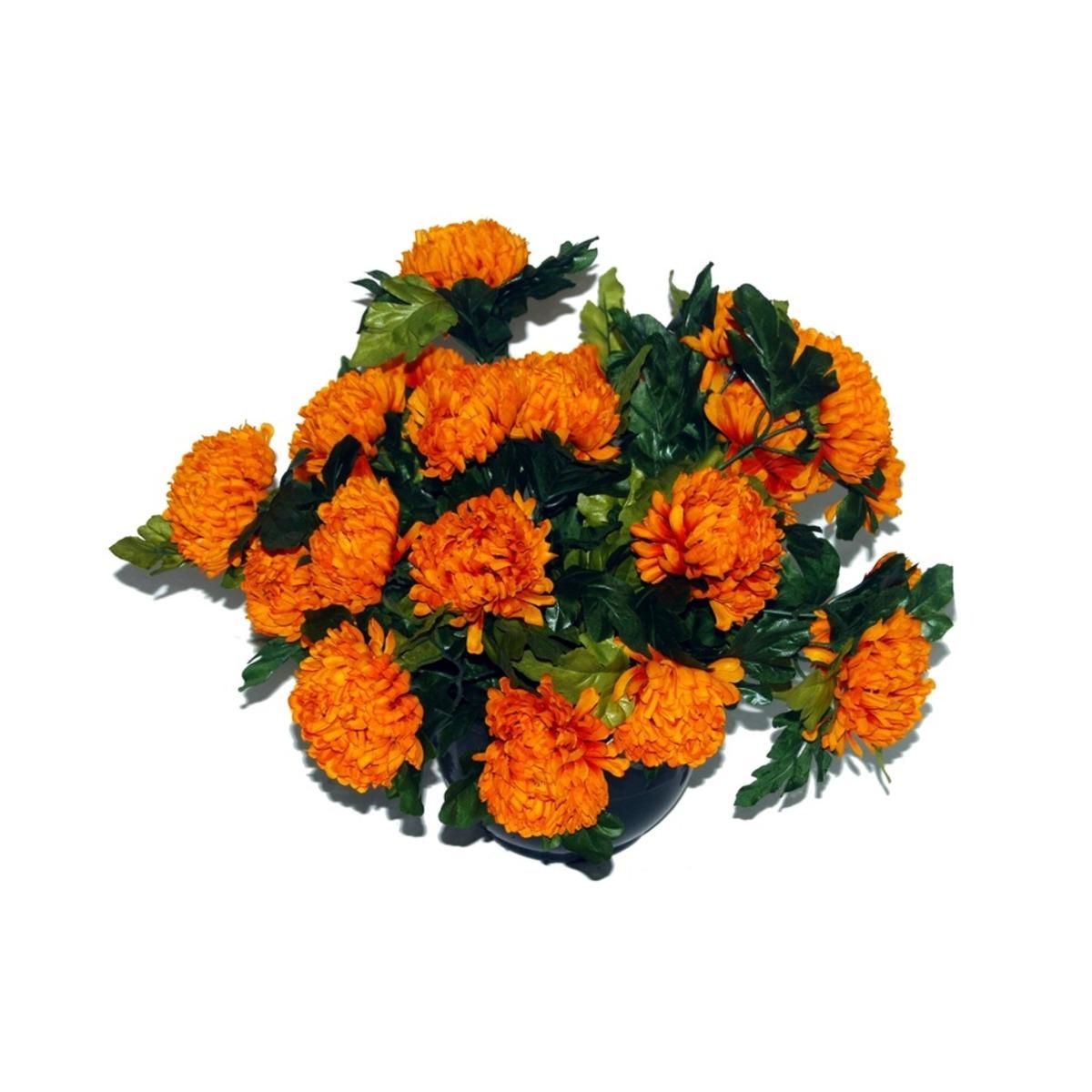 Coupe 21 chrysanthèmes - Hauteur 40 cm- orange feu