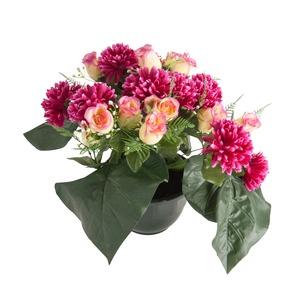 Coupe 24 roses et chrysanthème - Violet lavande - 40 cm