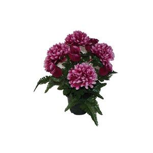 Potée de fleurs roses + chrysanthèmes - Hauteur 45 cm - Rose fushia