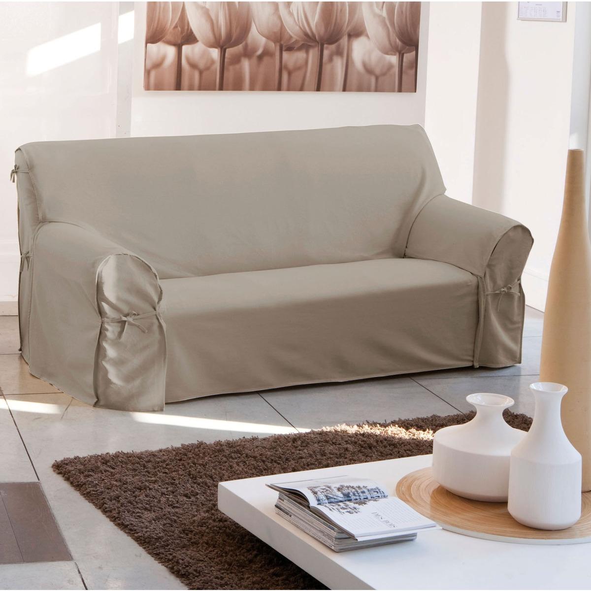 Housse de canapé à nouettes - 205 x 90 x 60 cm - Blanc