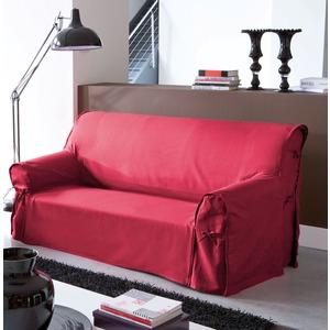 Housse de canapé à nouettes - 205 x 90 x 60 cm - rouge