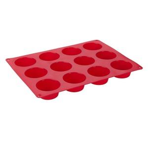 Maxi plaque 12 muffins en silicone - 31,5 x 23 x 3 cm - Rouge