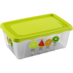 Boite alimentaire rectangulaire - Plastique - 1 L - 18 x 12 x 7 cm - Vert et blanc