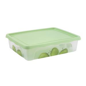 Boite alimentaire rectangulaire - Plastique - 18 x 12 x 7 cm - Vert et blanc