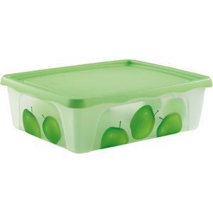 Boite alimentaire rectangulaire - Plastique - 18 x 12 x 7 cm - Vert et blanc