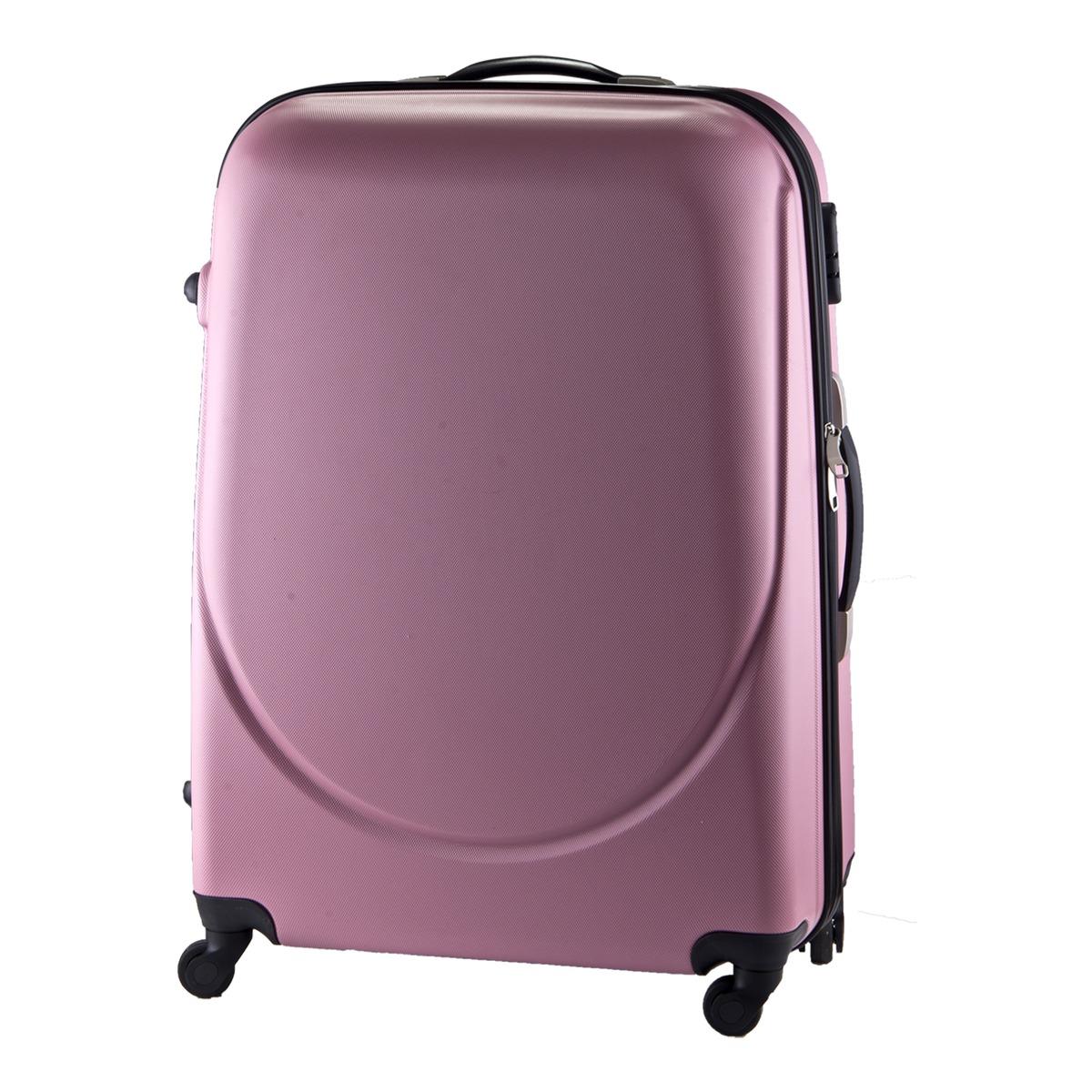 Valise trolley ABS 4 roues 360° - 60 cm - Rose