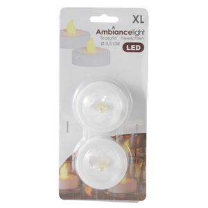 Lot de 2 bougies à led clignotantes - 5,8 x 2,2 cm - Blanc