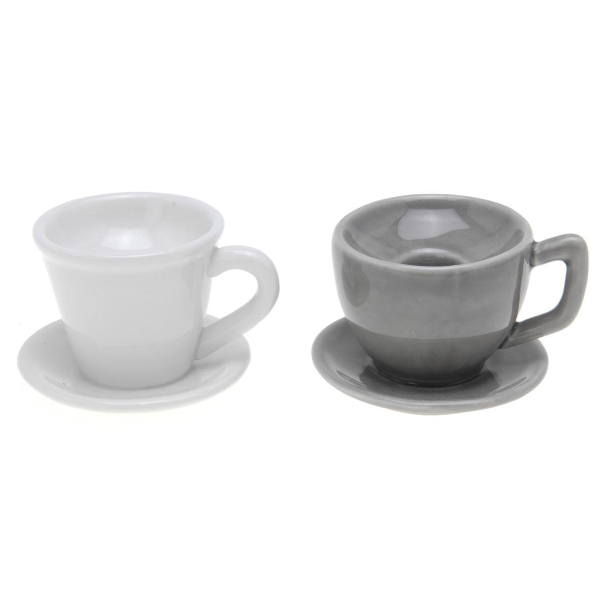 Porte-bougie tasse en porcelaine - Différents coloris