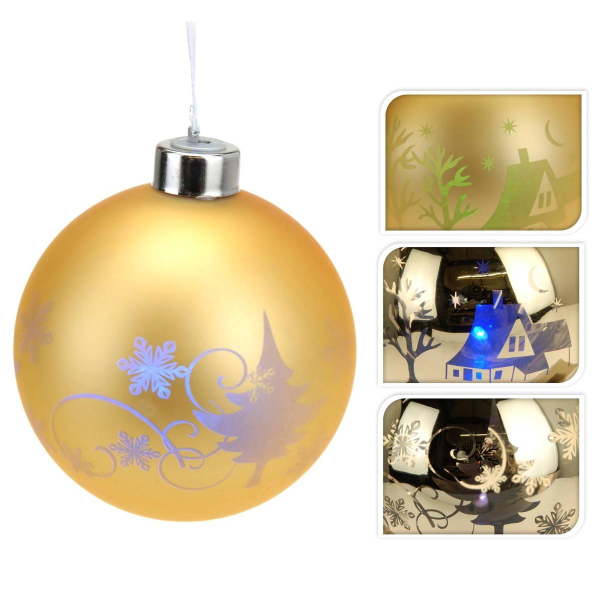 Boule festive lumineuse - ø 8 cm - Différents modèles - Or, multicolore