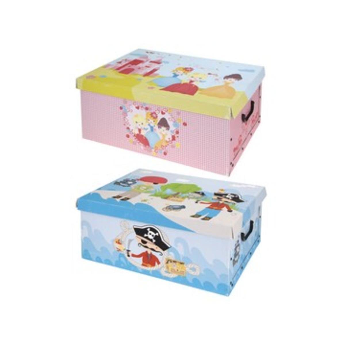 Boîte en carton pirate et princesse - L 51 x l 37 cm - Multicolore