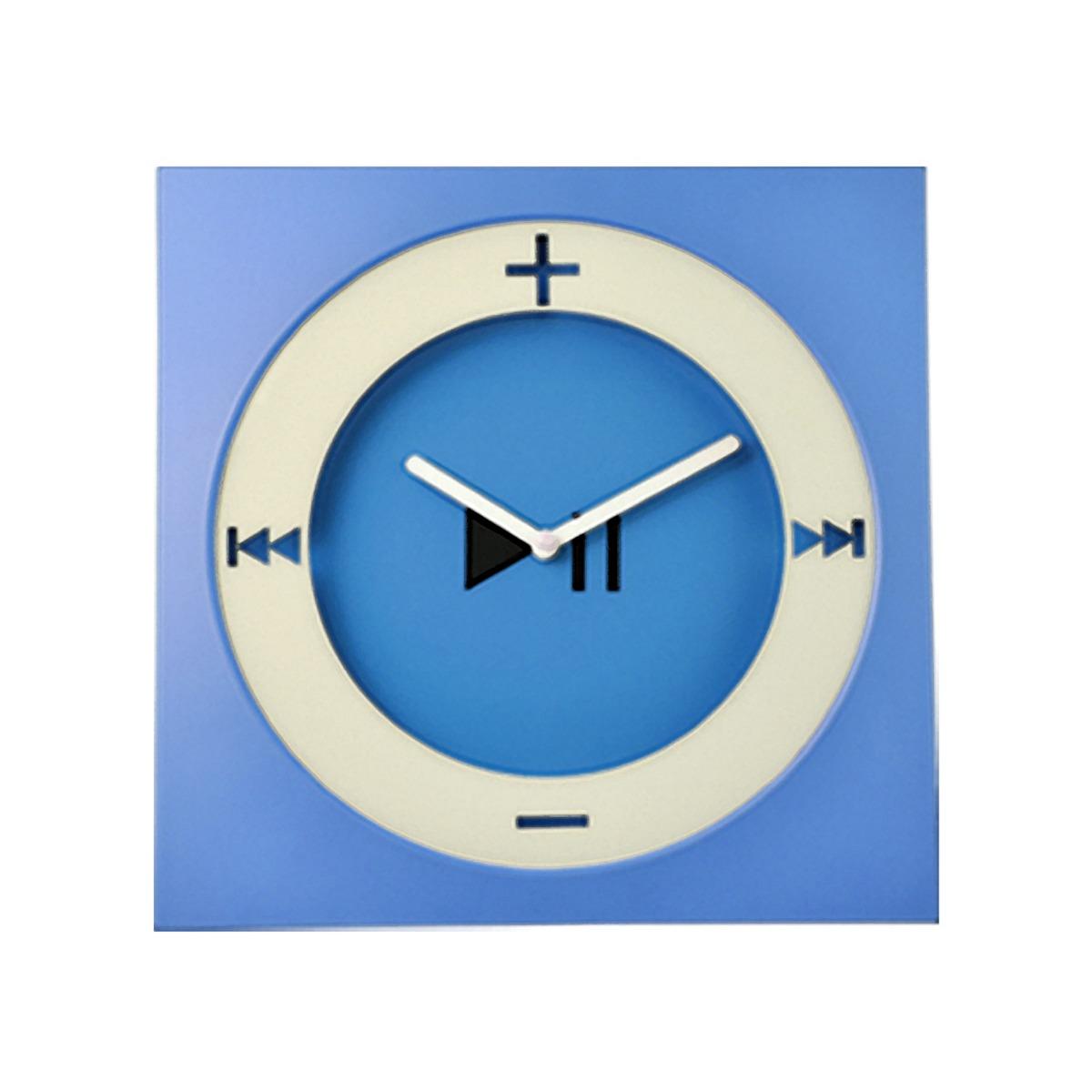 Horloge design MP3 - 26 x 26 cm - Bleu