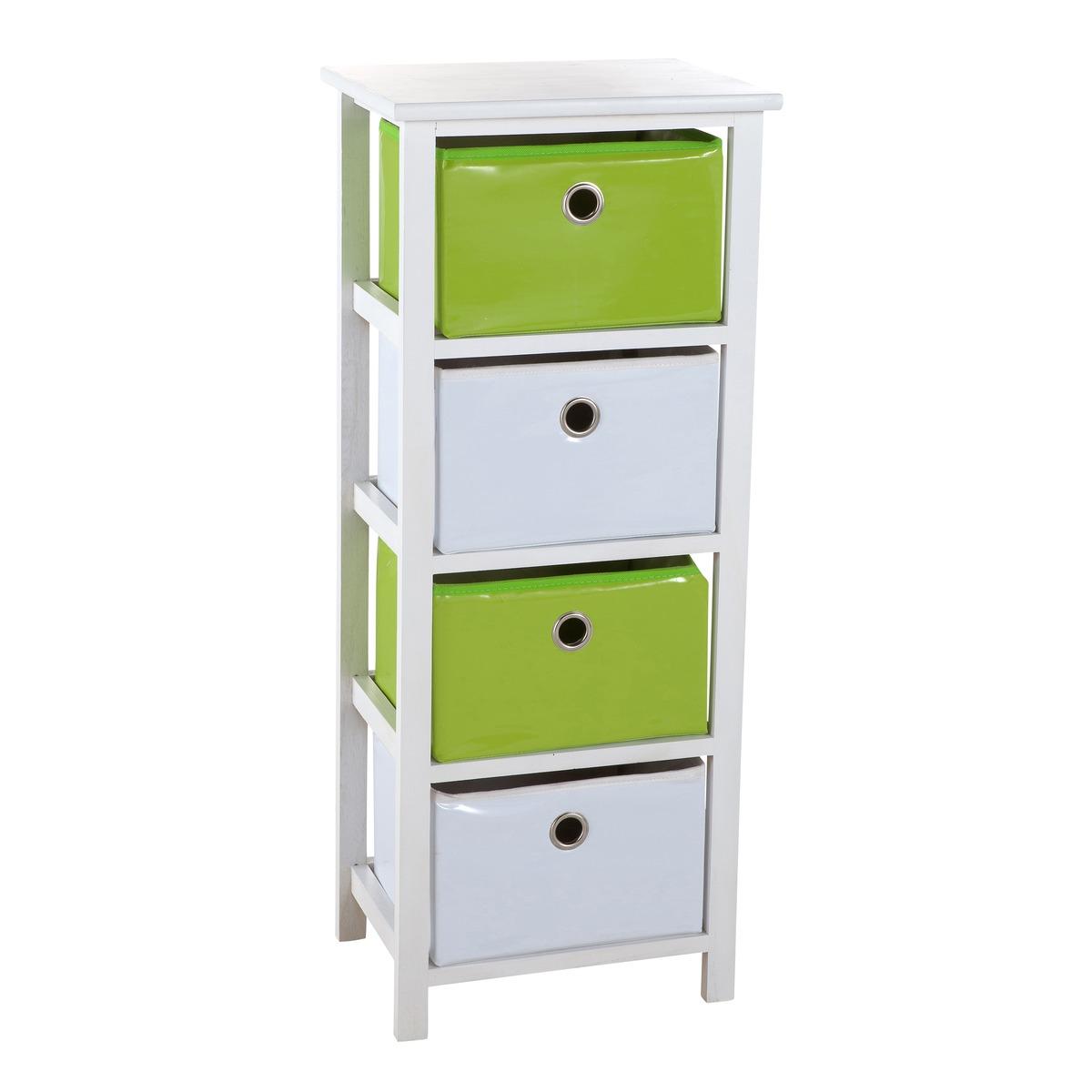 MEUBLE BLANC 4 PANIERS VERT GM