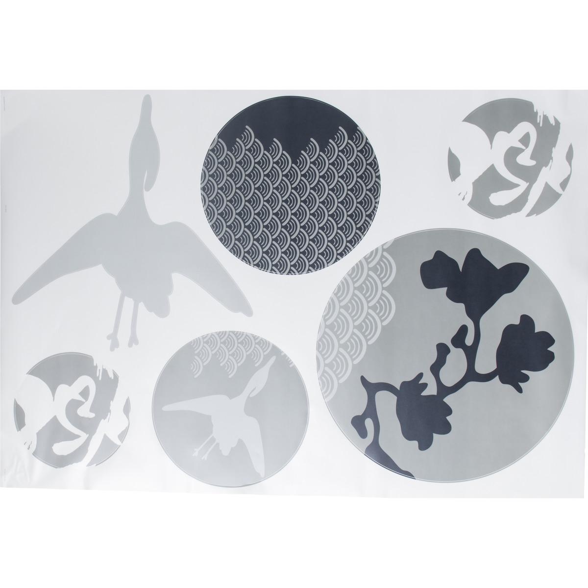 Sticker adhésif déco japon - 100 x 70 cm - blanc, gris