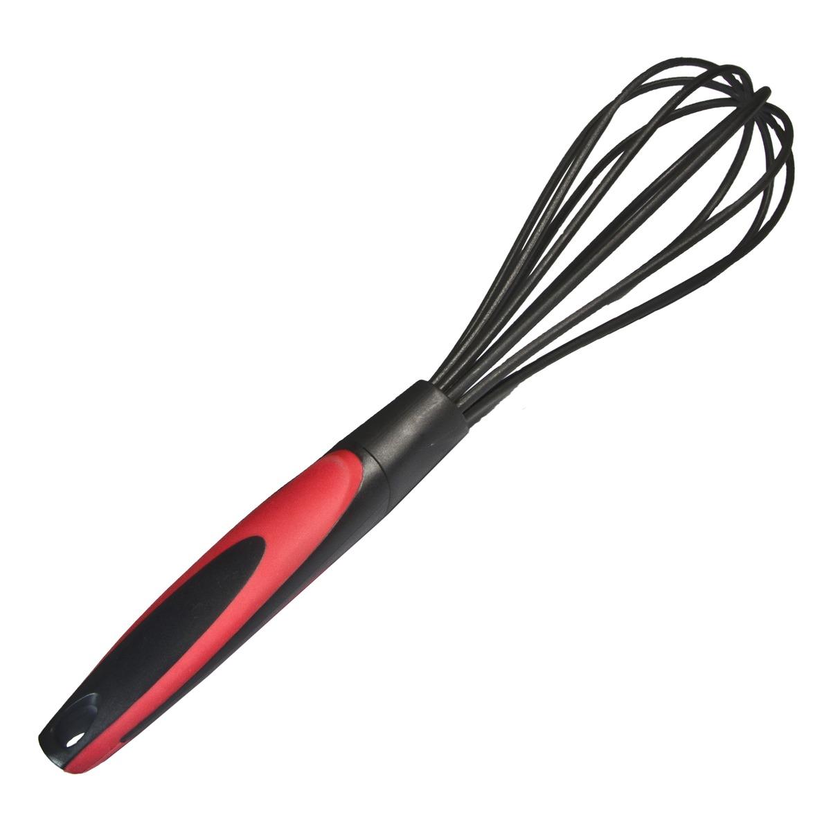 Fouet de cuisine en nylon - Longueur 29,5 cm - Noir et rouge