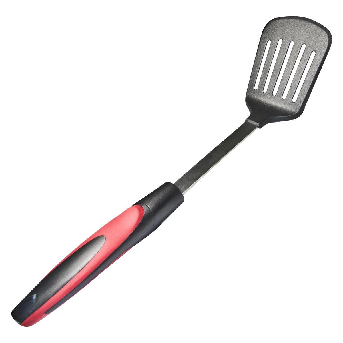 Spatule de cuisine en nylon - Longueur 34 cm - Noir et rouge