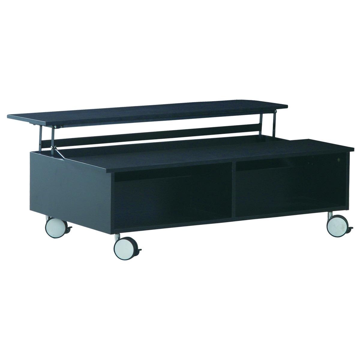 Table basse plateau relevable - 110 x 60 x 34/46 cm - Noir