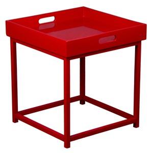 Table d'appoint plus plateau amovible - 45 x 45 x 47 cm - Laqué rouge