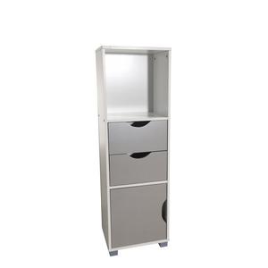 Colonne de rangement - 40 x 29,5 x 126 cm - Blanc et gris