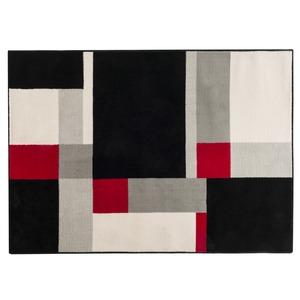 Tapis déco graphik - 120 x 170 cm - Noir, blanc, rouge