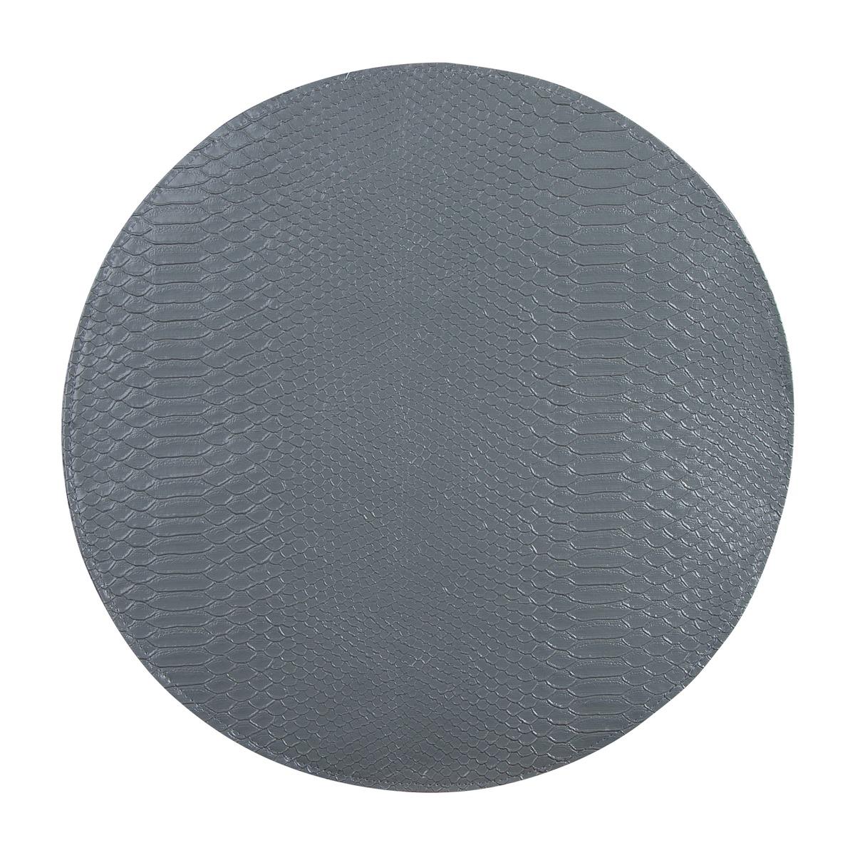 Set de table effet croco - Diamètre 38 cm - Gris