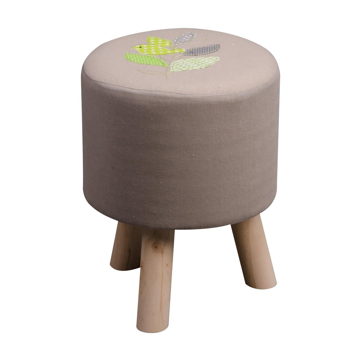 POUF CYLINDRE SUR PIED OISEAU