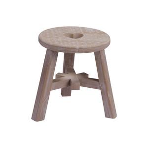 Tabouret cœur à pois en bois - 23 x 23 x 24,5 cm - Blanc