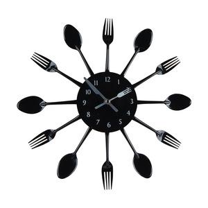 Horloge de cuisine en inox - Diamètre 34 cm - Noir
