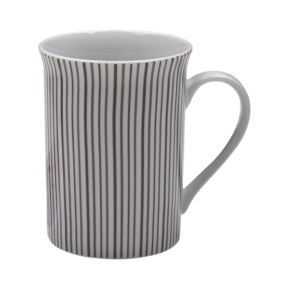 Mug droit à rayures - Porcelaine - 29 cl - Marron taupe