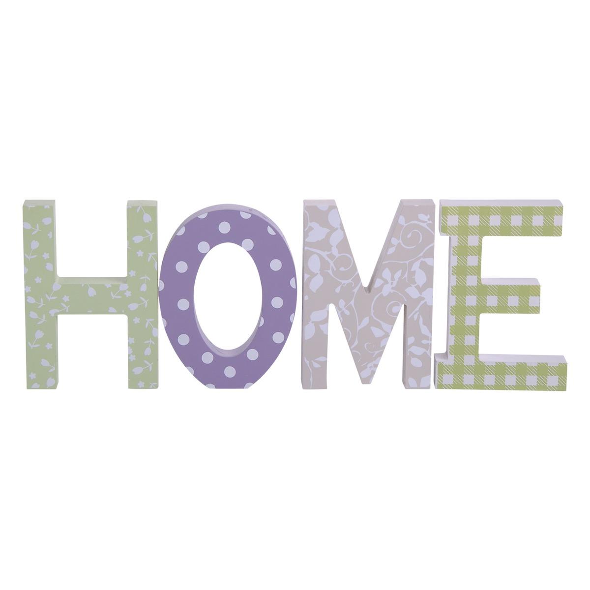 Lettres décoratives home - 45 x 12,5 x 16 cm - Violet mauve et vert