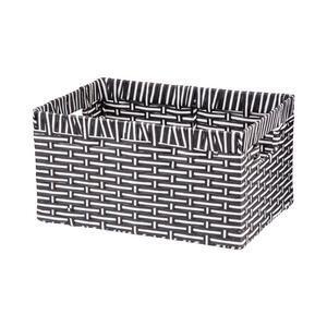 Panier tressé - Fibre de papier - 33,5 x 23,5 x H 17,5 cm - Noir et blanc