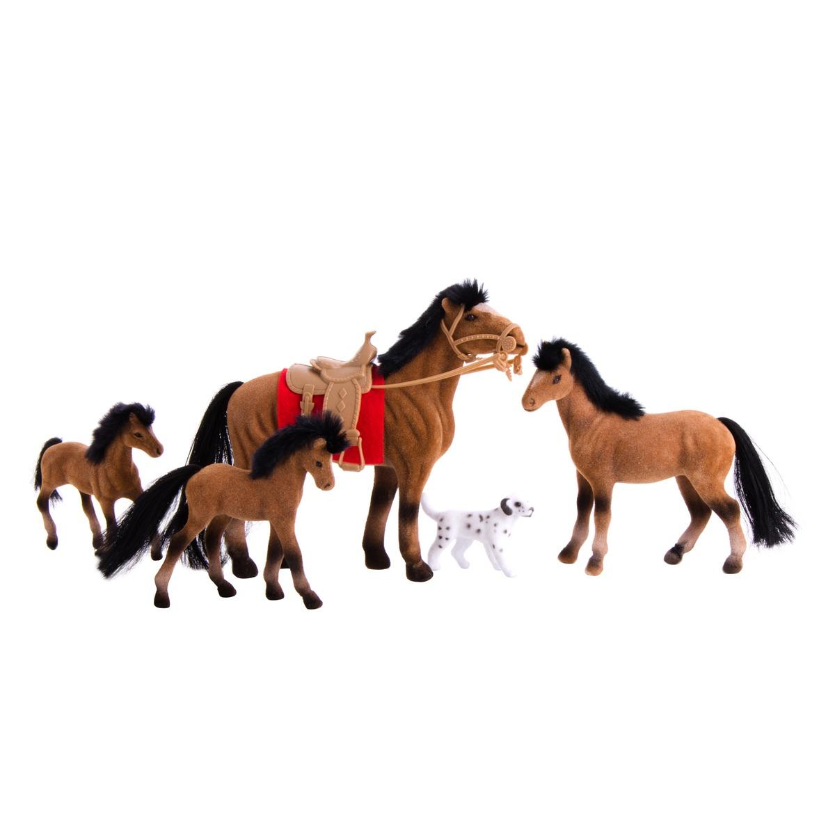 Coffret 4 chevaux et un chien - 35,5 x 8,2 x 21 cm - Multicolore