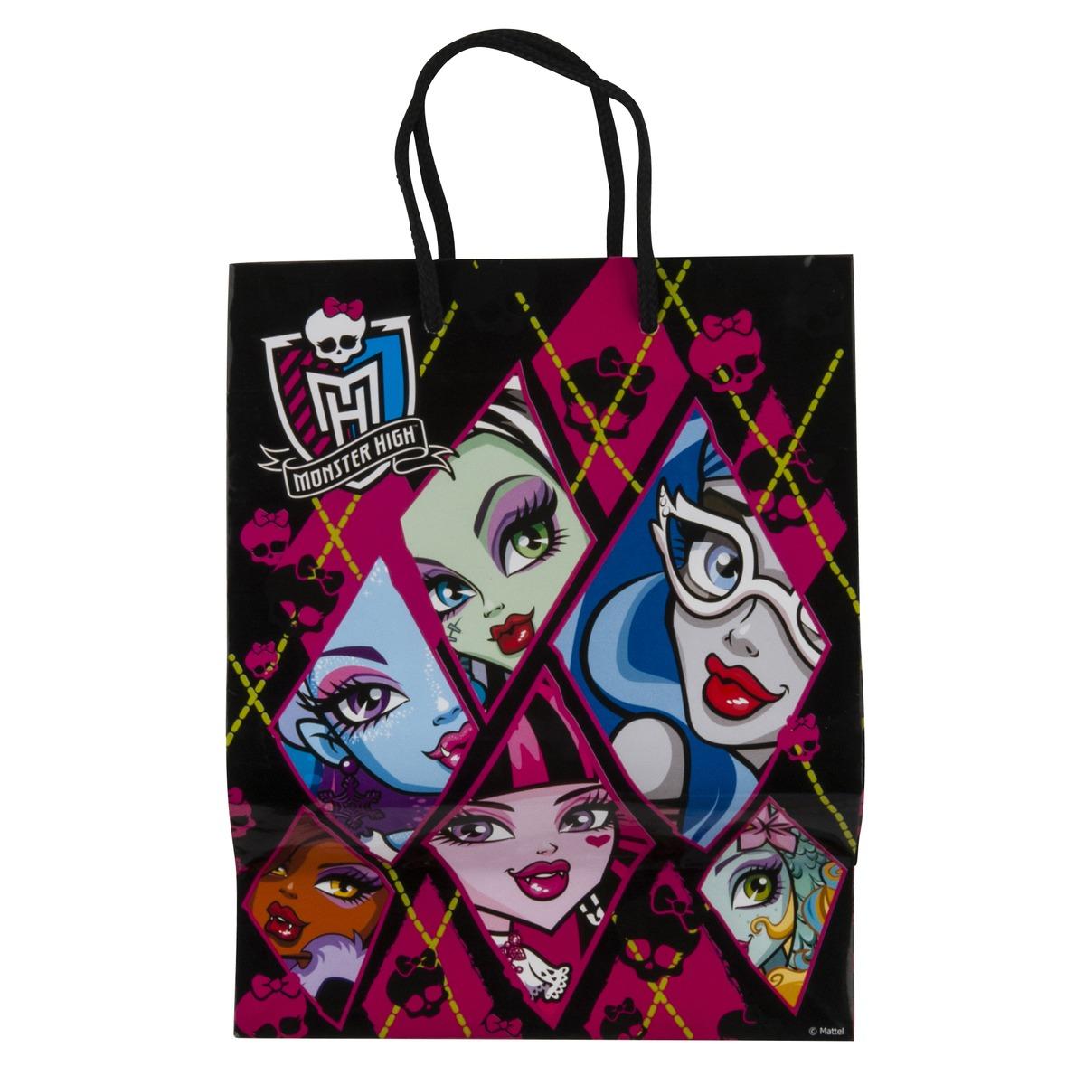 Sac cadeau M Monster High dance - 17,5 x 23 x 9,8 cm - Rose, noir