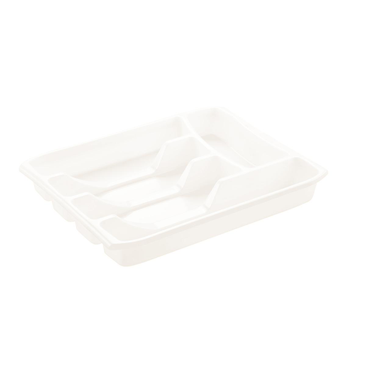 Range couverts en plastique 5 cases - 34 x 26 x 4,5 cm - Blanc