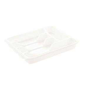 Range couverts en plastique 5 cases - 34 x 26 x 4,5 cm - Blanc