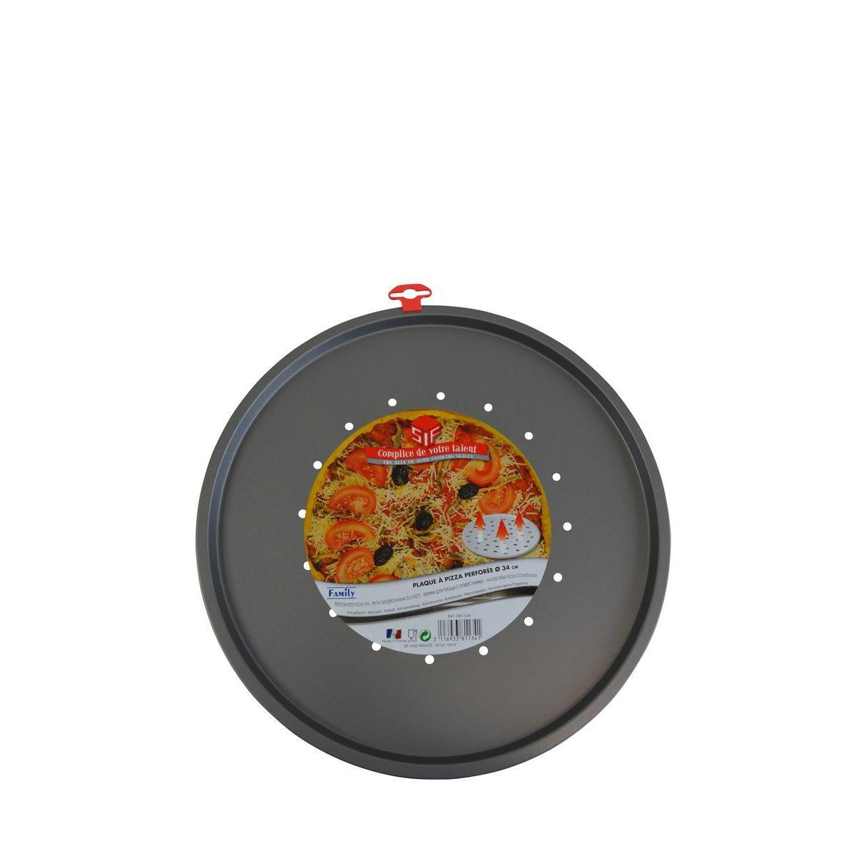 Plaque à pizza en acier - Diamètre 34 cm - Gris