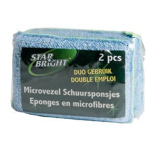 Lot de 2 éponges maxi, double face en microfibre - 12 cm - Vert, jaune