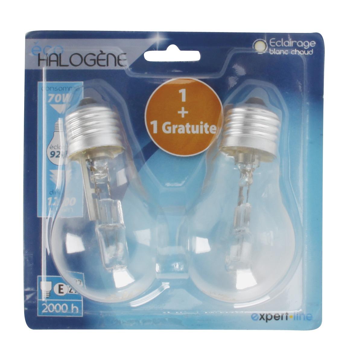 Ampoule halogène + 1 Offerte - 70 W - E27 - Blanc