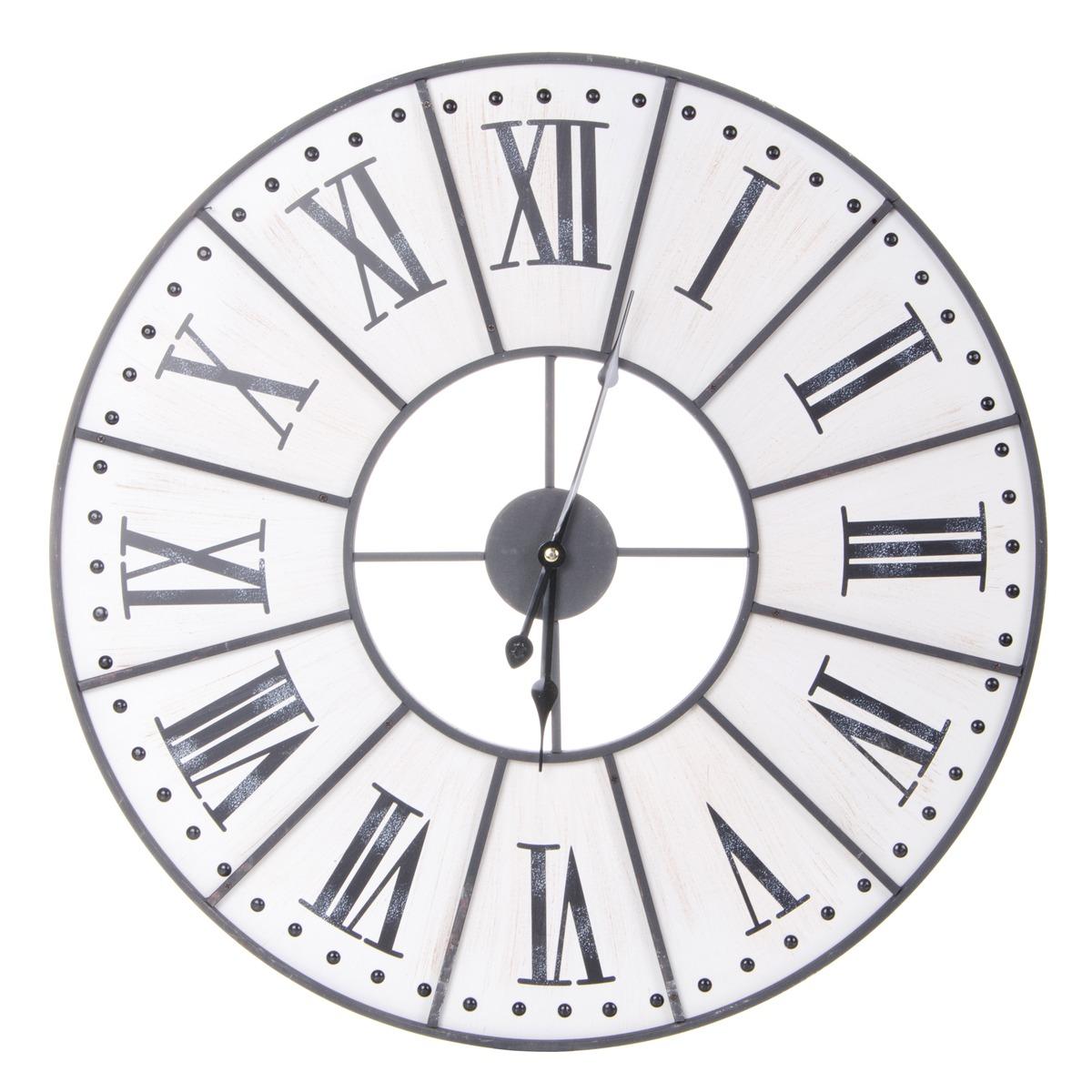 Horloge murale modèle Interior XII - Diamètre 58 cm - Noir, blanc