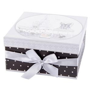Boîte carrée en carton Lolita - 23 x 23 x 12 cm - Blanc et noir